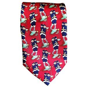 Vintage Necktie Cape Cod Red‎ Silk Golfing Santa Men Holiday Novelty